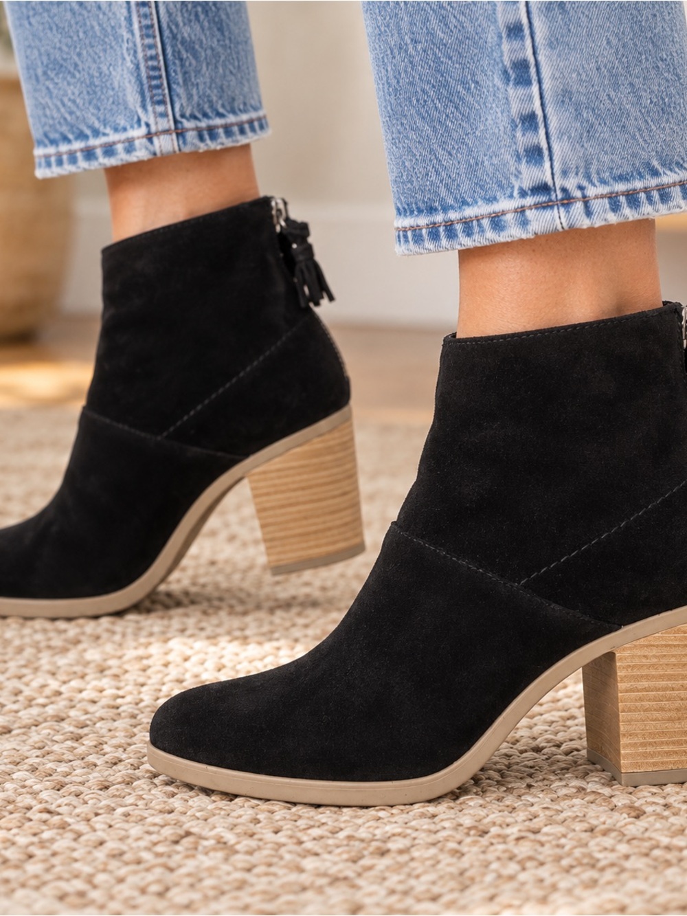 Hush Puppies black suede booties, size 10